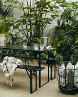 Havesæt med bord og bænke - 220x60 - sort - nordal.dk