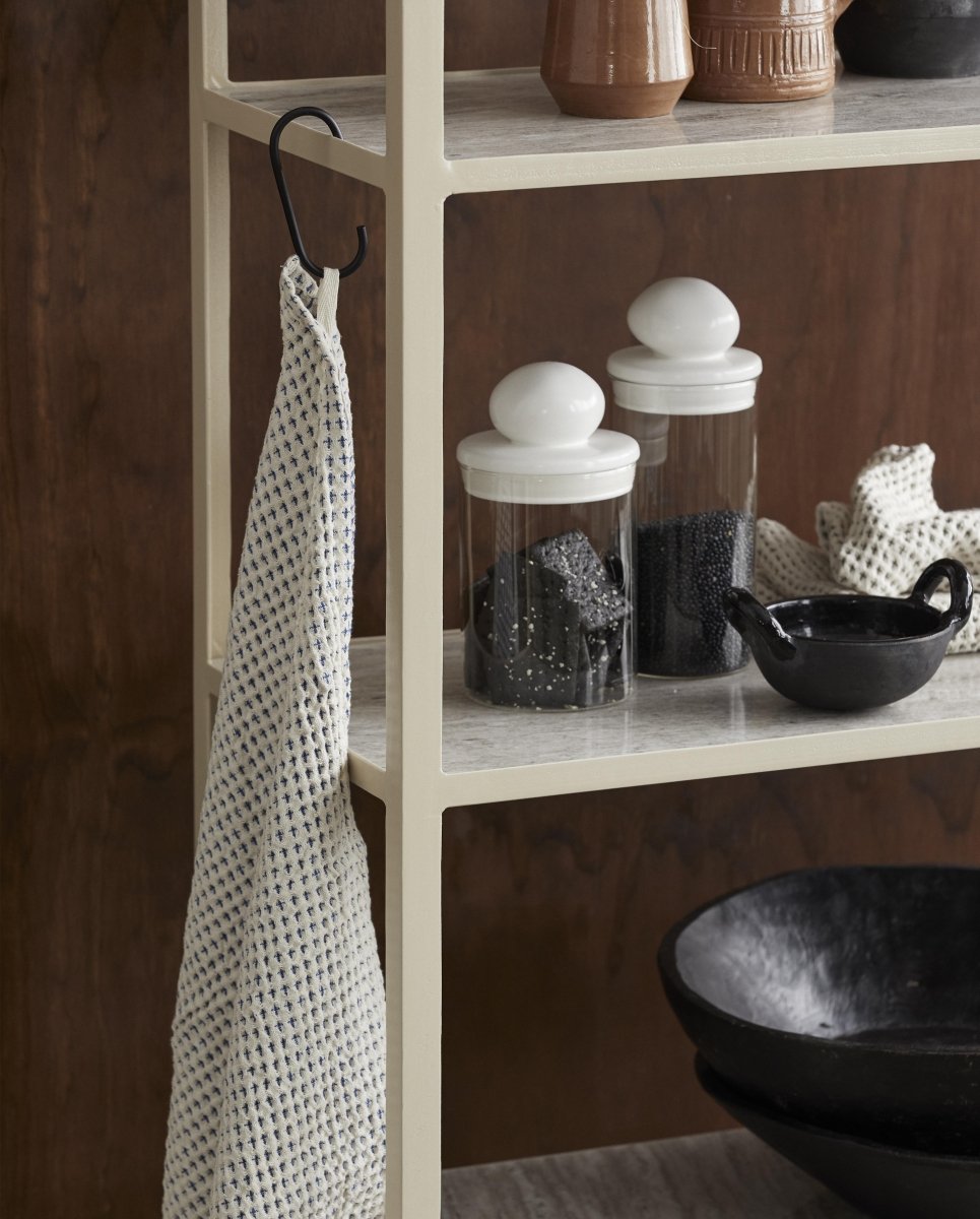 HEZE vskestykke, vaffelvævet- råhvid/blå - nordal.dk