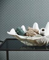 KICHI muslingeskal til dekoration - large - L52 cm - hvid/beige - nordal.dk