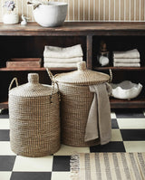 LAUDY vasketøjskurve i søgræs med låg - 2 stk - natur - nordal.dk