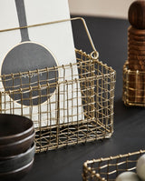 NAVITI opbevaringskurv m. håndtag, L - guld finish - nordal.dk