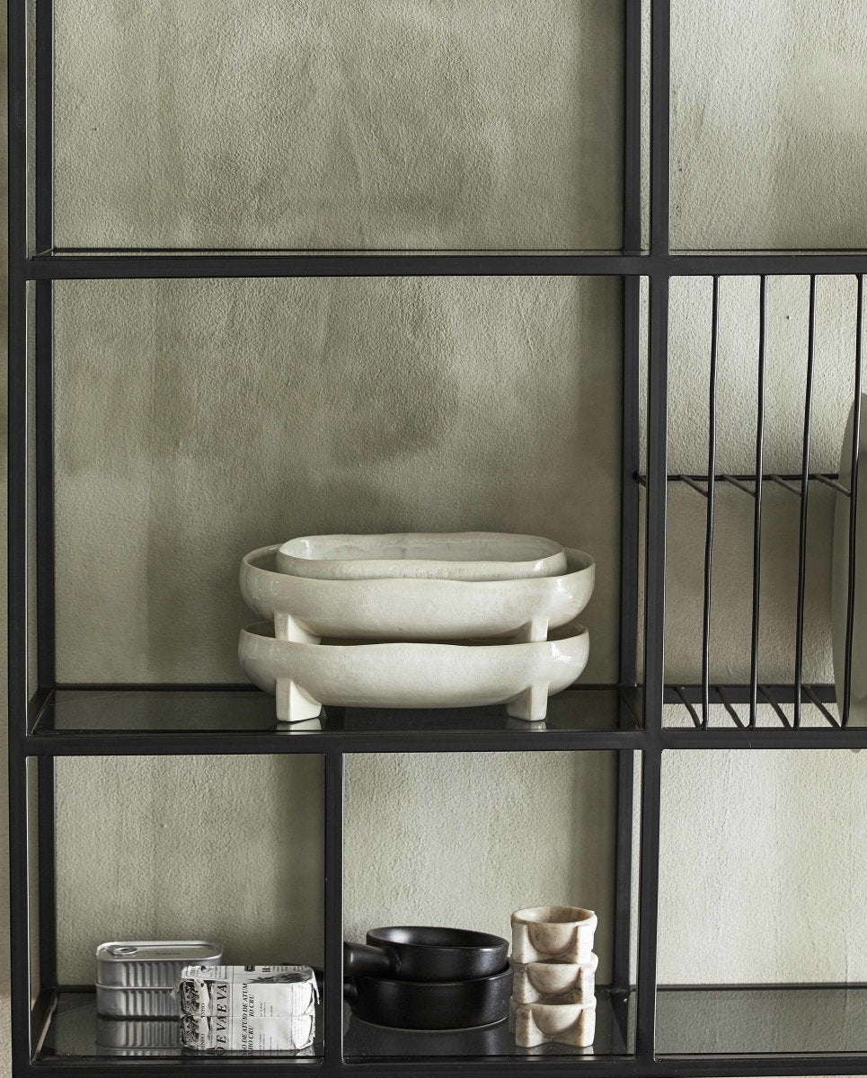 PEMBA fad i keramik - large - 28x17 cm - offwhite - nordal.dk