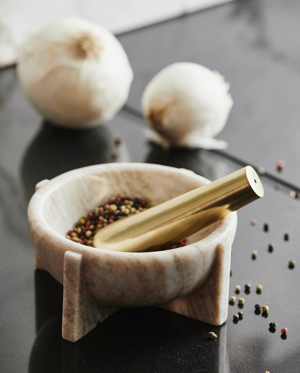 ROCOTO morter i marmor - h8 cm - brun - nordal.dk