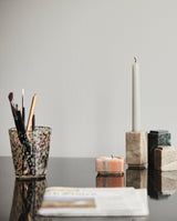 TEPIN drikkeglas med mønster - h10 cm - klar glas/brun/grøn - nordal.dk