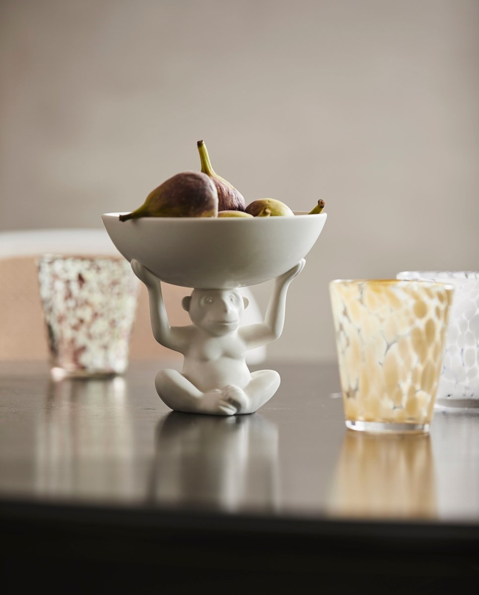 TEPIN drikkeglas med mønster - h10 cm - klar glas/hvid - nordal.dk