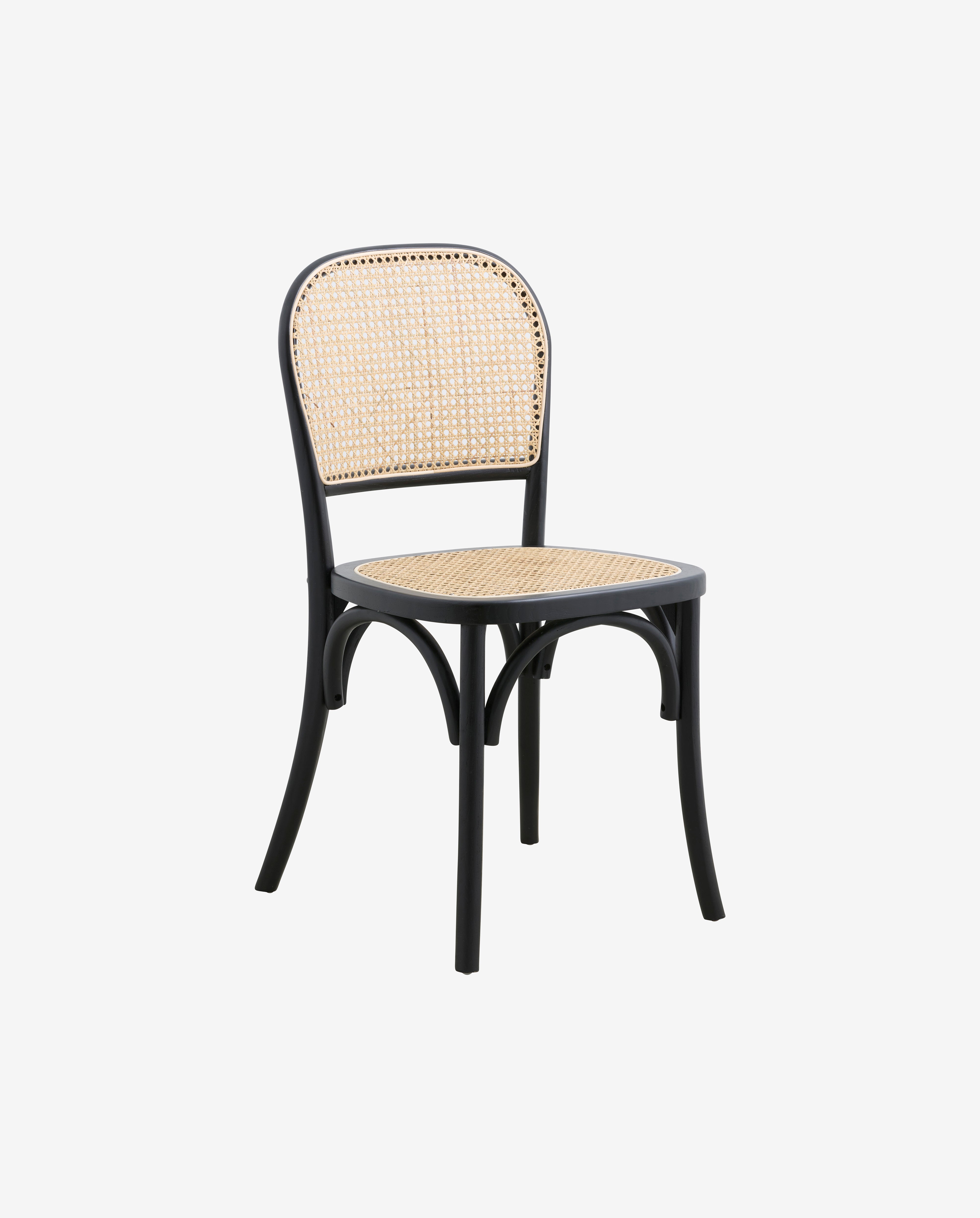 WICKY spisebordsstol med flet - sort/natur