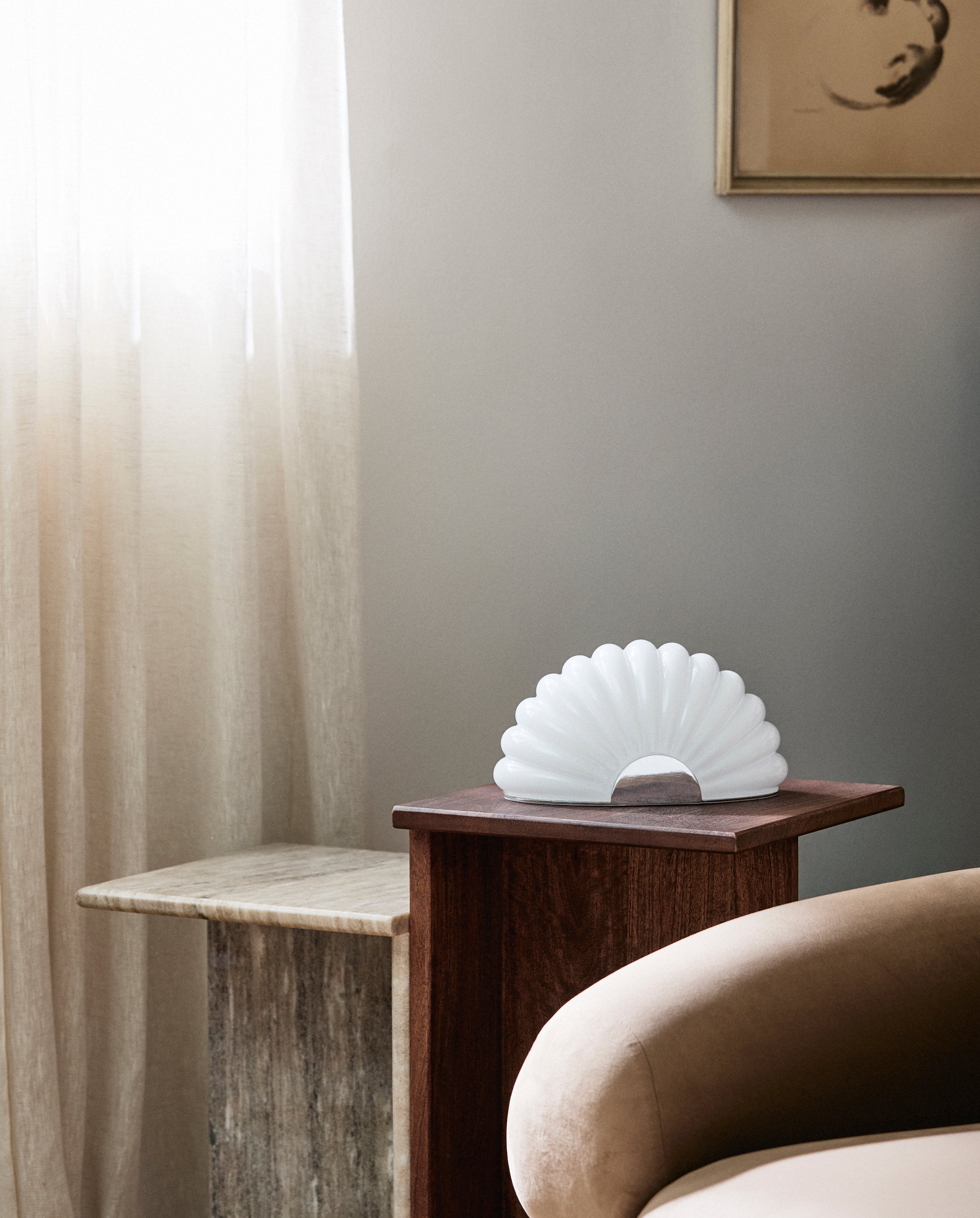 CHIA lampe m. krom finish - hvid