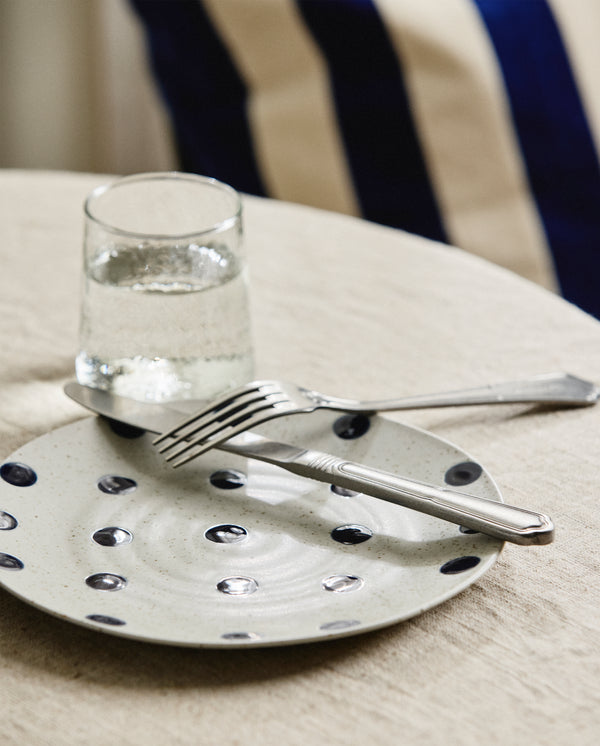 GRAINY frokosttallerken i keramik - ø21 cm - sand/blå
