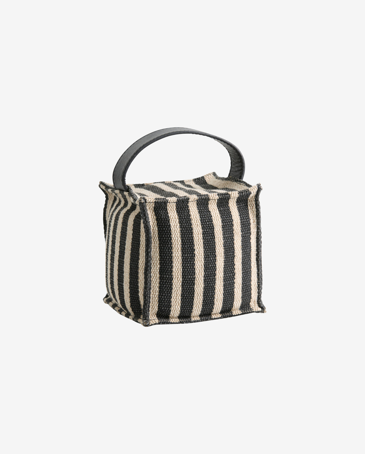 STRIVA dørstopper i canvas m/hank i læder - sort/beige