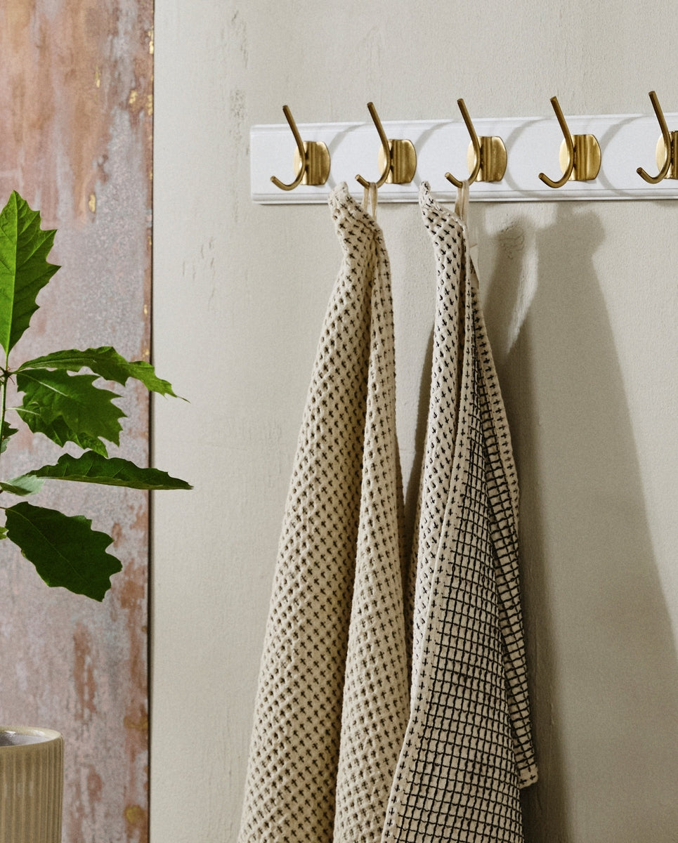 HEZE viskestykke, vaffelvævet- råhvid/grøn