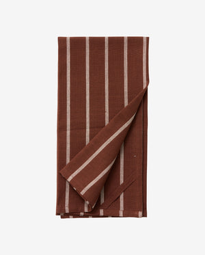 KINU viskestykke, stribet - bordeaux/beige