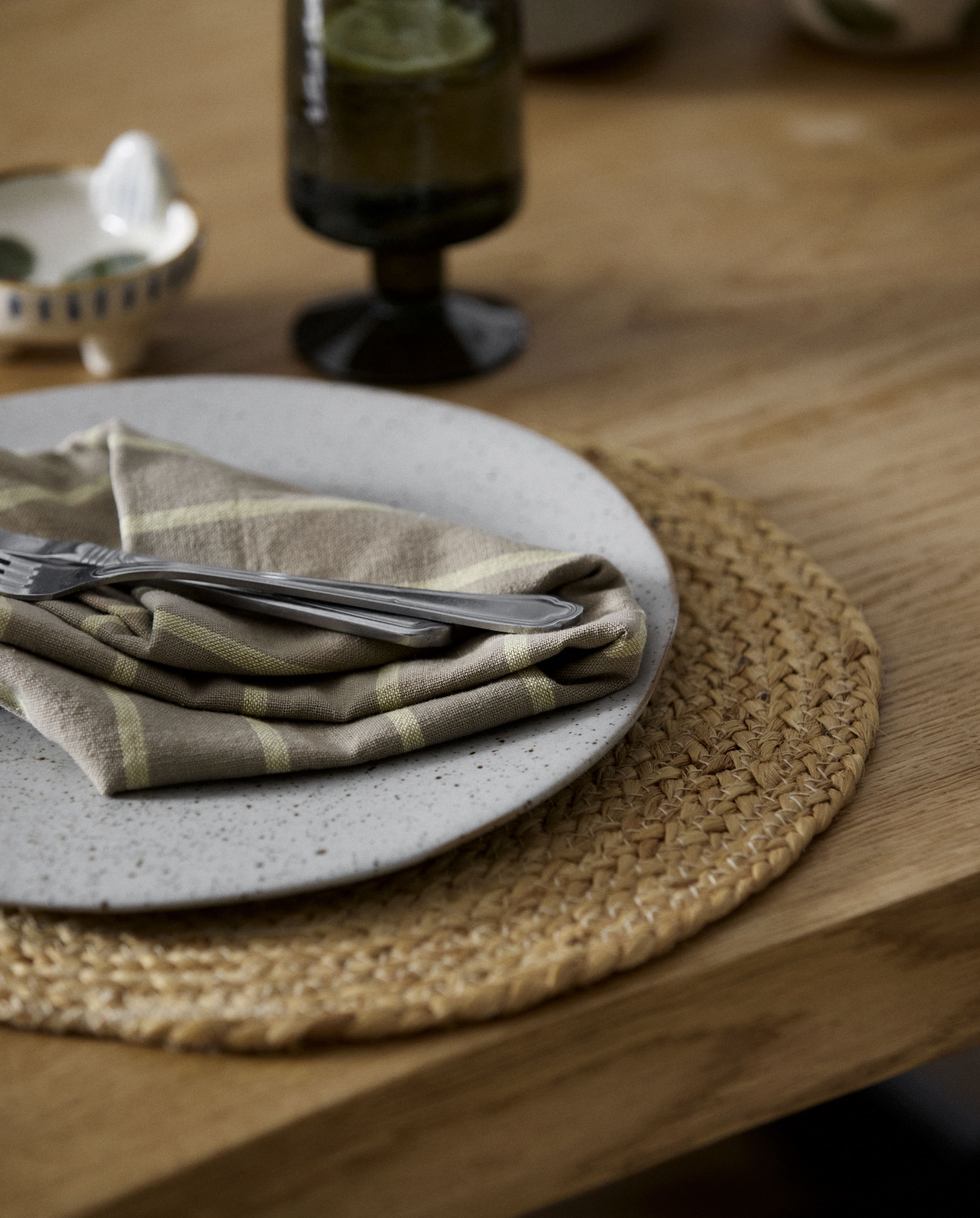 KINU viskestykke, stribet - gul/beige