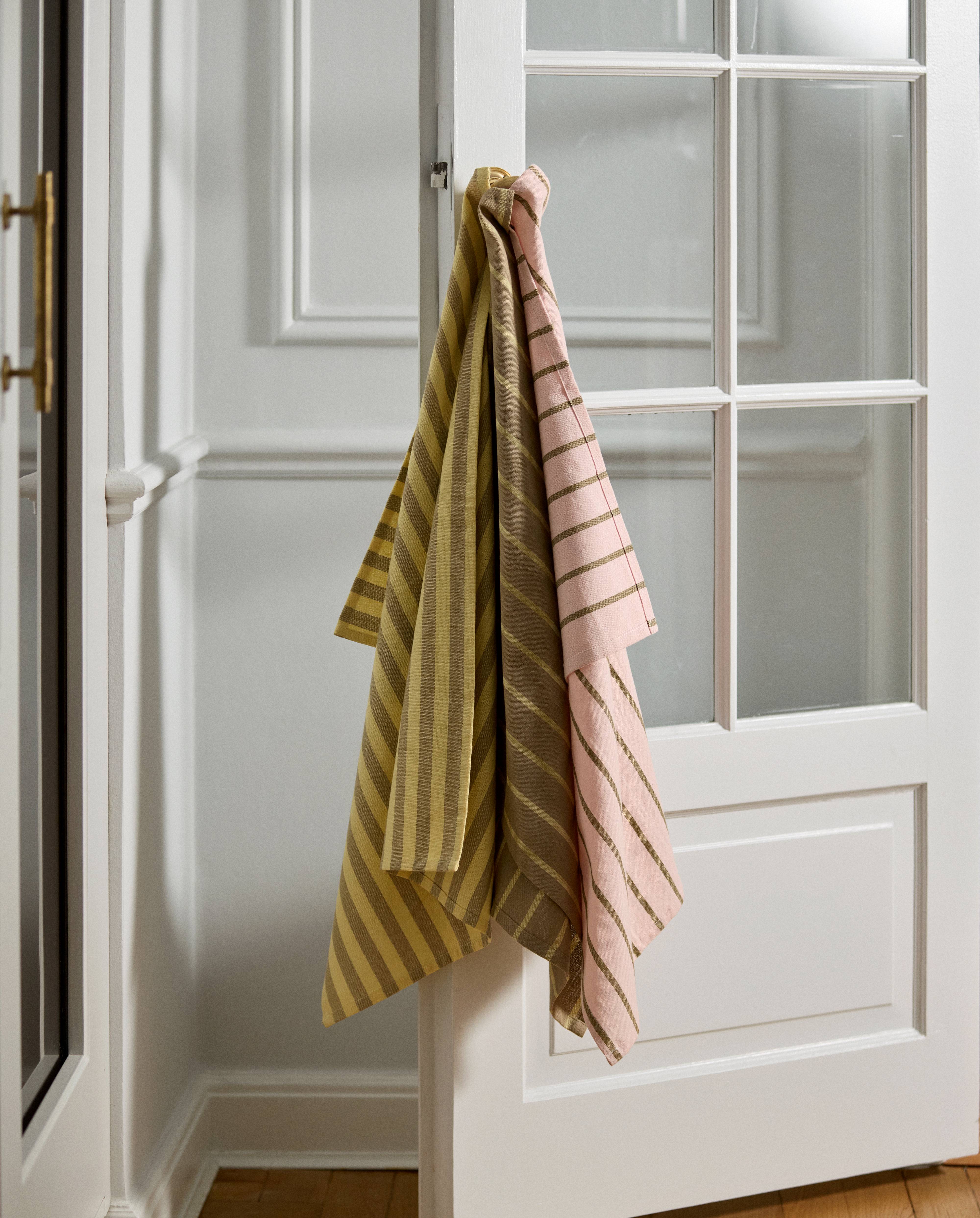 KINU viskestykke, stribet - gul/beige