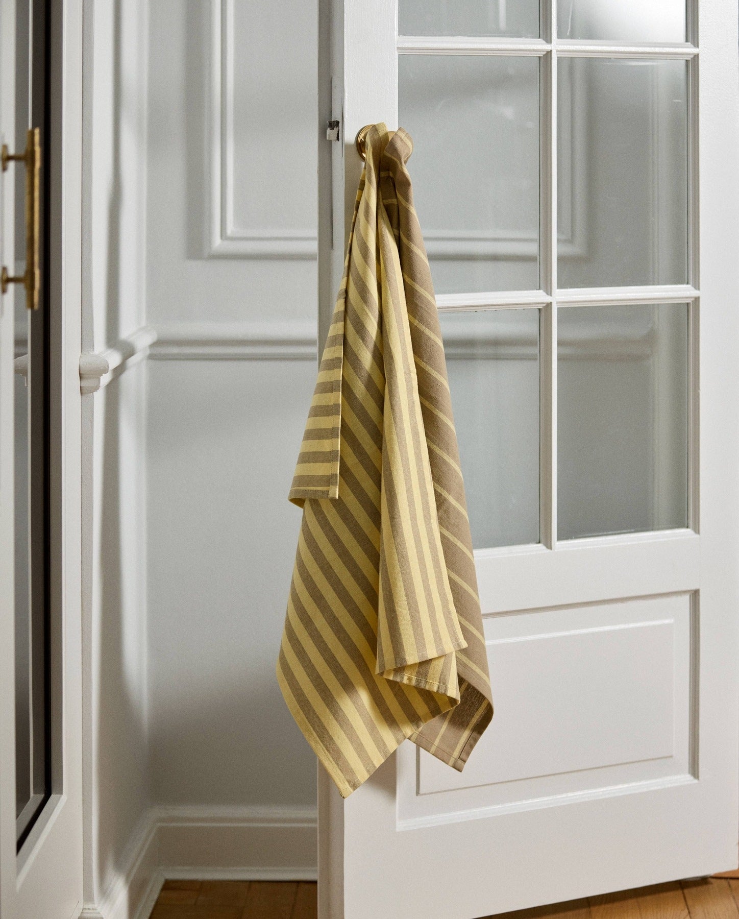 RAFU viskestykke, stribet - gul/beige