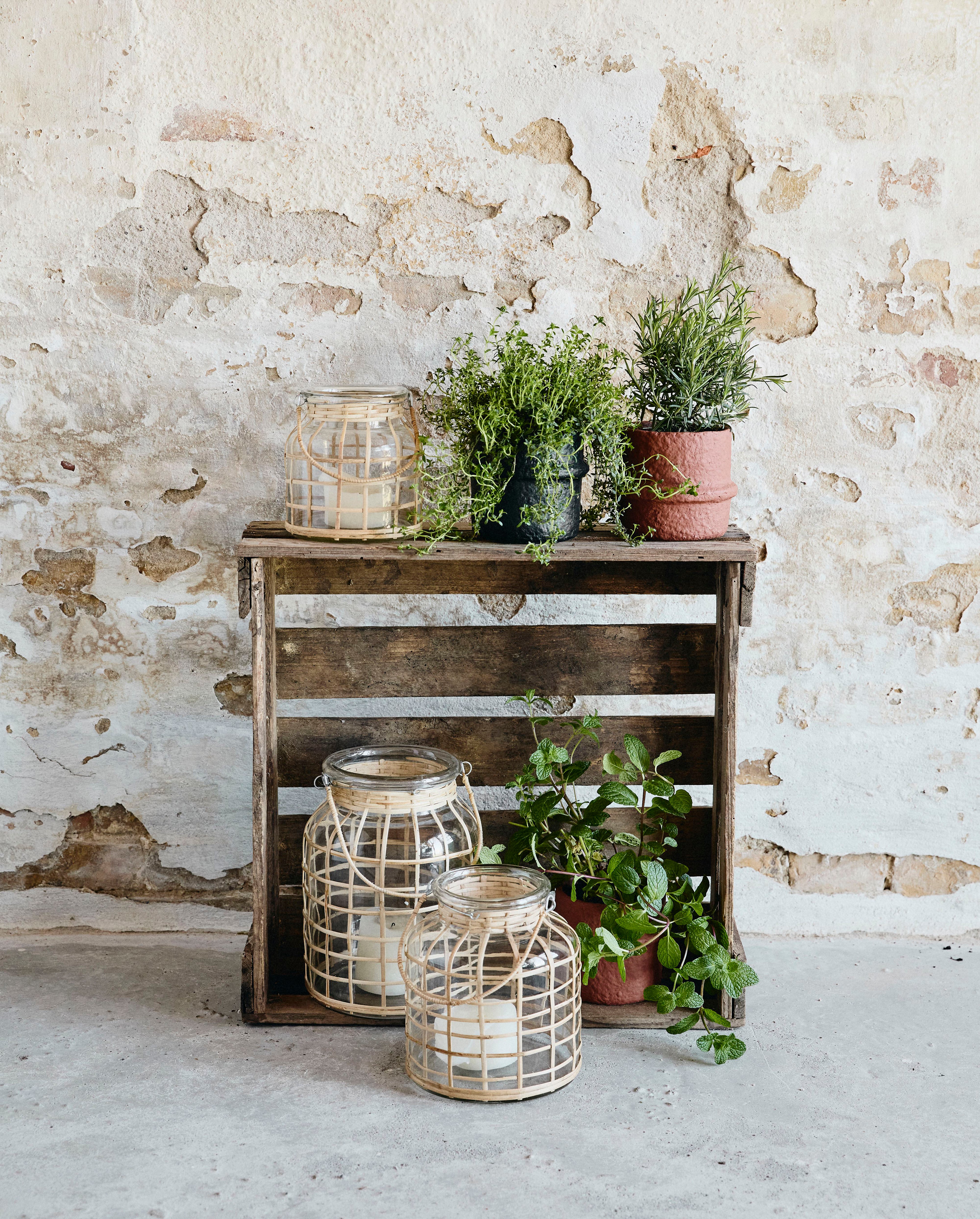 BAMBOO lanterne i bambus - h15 cm - natur