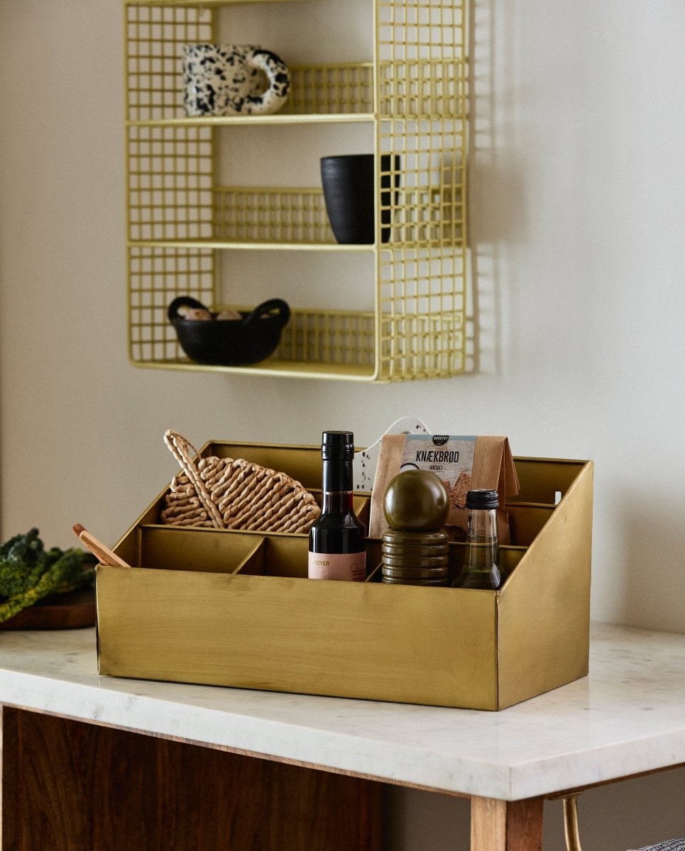ADASI opbevaringskurv i jern. 40x23 cm - guld finish - nordal.dk