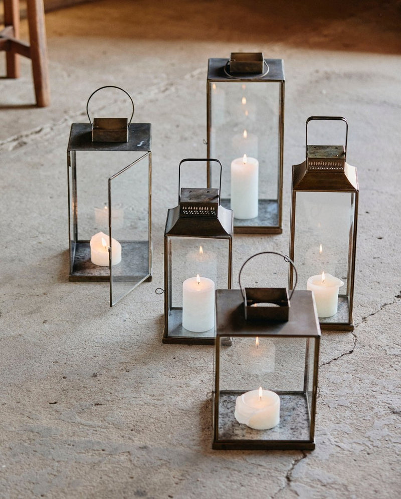 ANTIQUE lanterne i jern - h27 cm - guld finish - nordal.dk