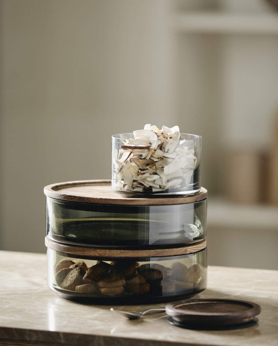 BASIL opbevaringsglas med låg i træ - 400 ml - nordal.dk