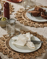 DOORY rund dækkeserviet i jute m/mønster - ø45 cm - natur - nordal.dk