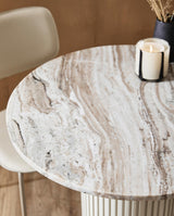ERIE rundt sofabord i træ og marmor - ø75 cm - råhvid, brun, beige - nordal.dk