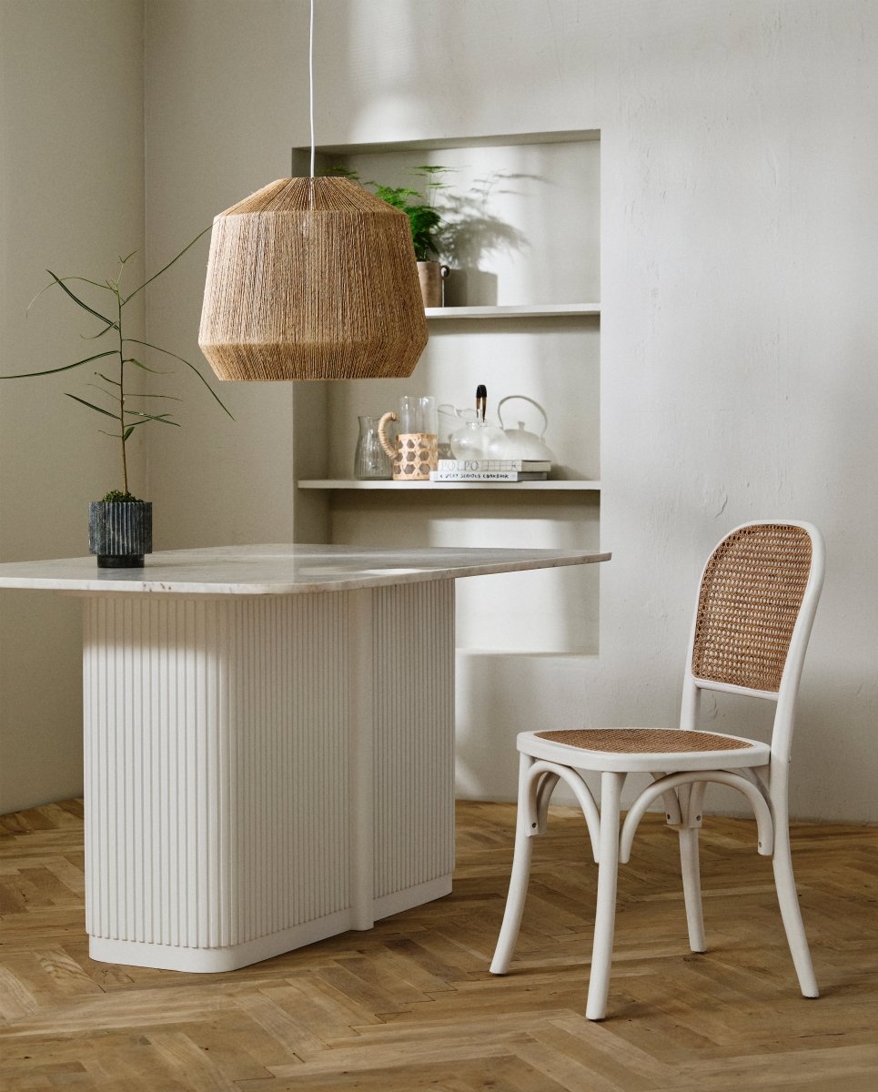 ERISO spisebord i træ og marmor - råhvid - nordal.dk