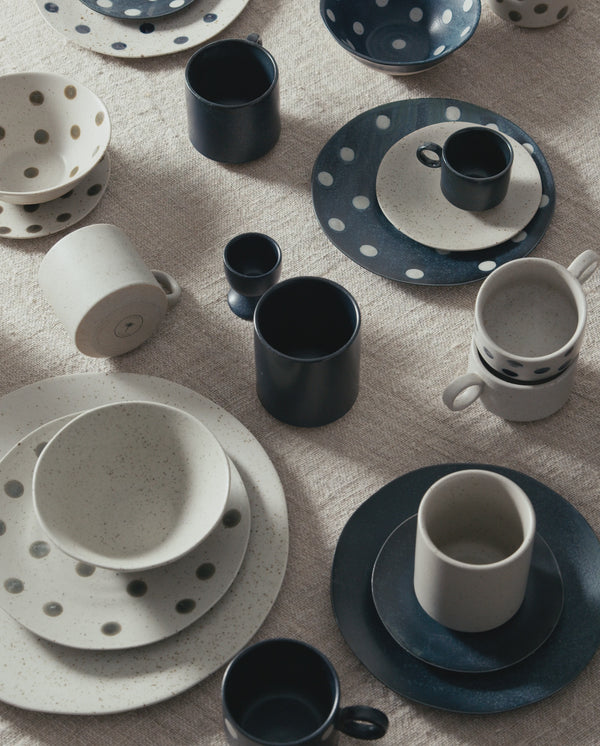 GRAINY dyb tallerken i keramik - ø22 cm - mørkeblå