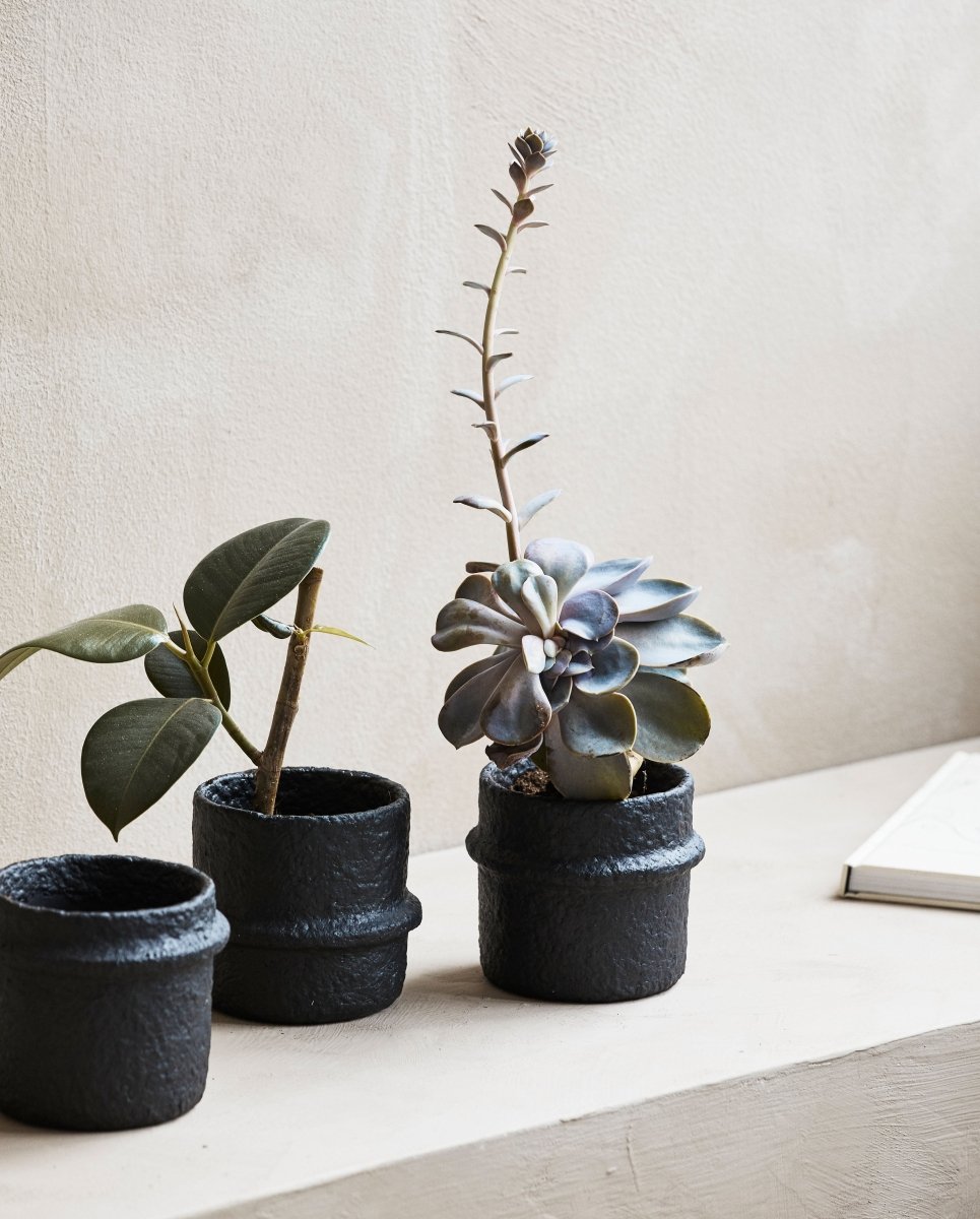 ROTE urtepotte i cement, no. 3 - sort - nordal.dk