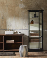 TAURA sidebord/skammel - sort/råhvid - nordal.dk