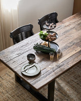 VINTAGE spisebord i træ og jern - 220x100 - natur/sort - nordal.dk