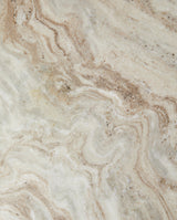 ERIE rundt sidebord i træ og marmor - ø40 cm - råhvid, brun, beige