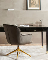 LEA kontorstol med betræk i velour - brun
