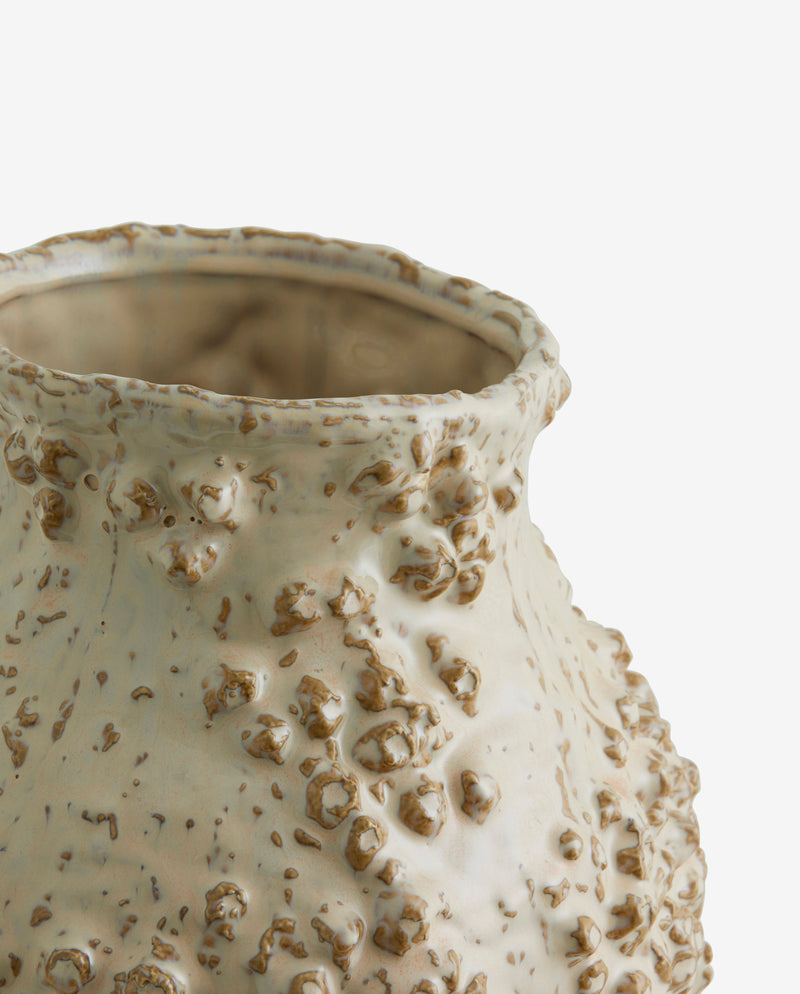 NORMAN vase i keramik - medium - beige/brun