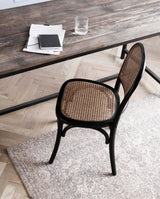 WICKY spisebordsstol med flet - sort/natur