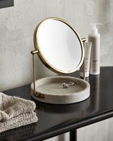 HAJA bordspejl - H28,5 cm - Brun marmor/guld