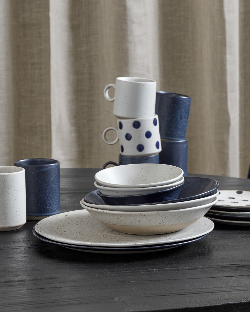 GRAINY dyb tallerken i keramik - ø22 cm - mørkeblå