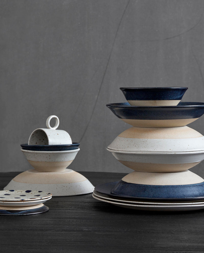 GRAINY dyb tallerken i keramik - ø22 cm - mørkeblå