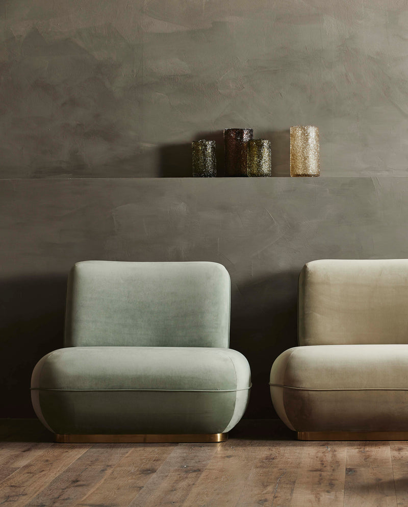 ISEO loungestol i velour - mintgrøn