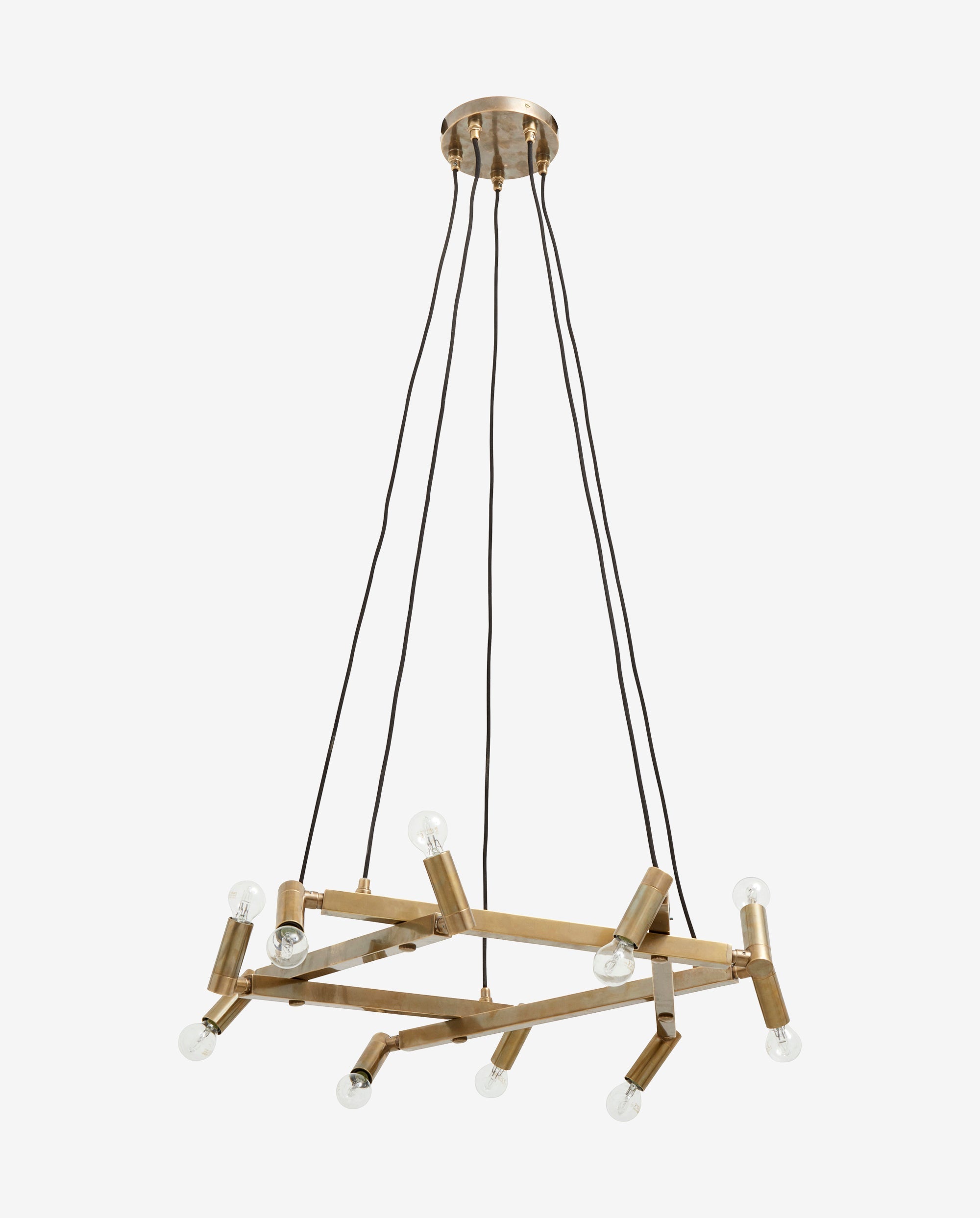 Lysekrone til 10 pærer - ø75 cm - messing finish