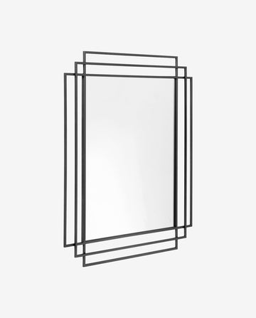 SQUARE spejl i jern - 97x76 cm - sort