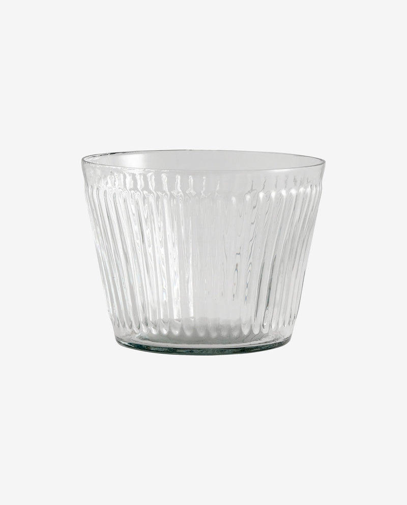 Urtepotte / glasskål med riller - ø15 cm - klar glas