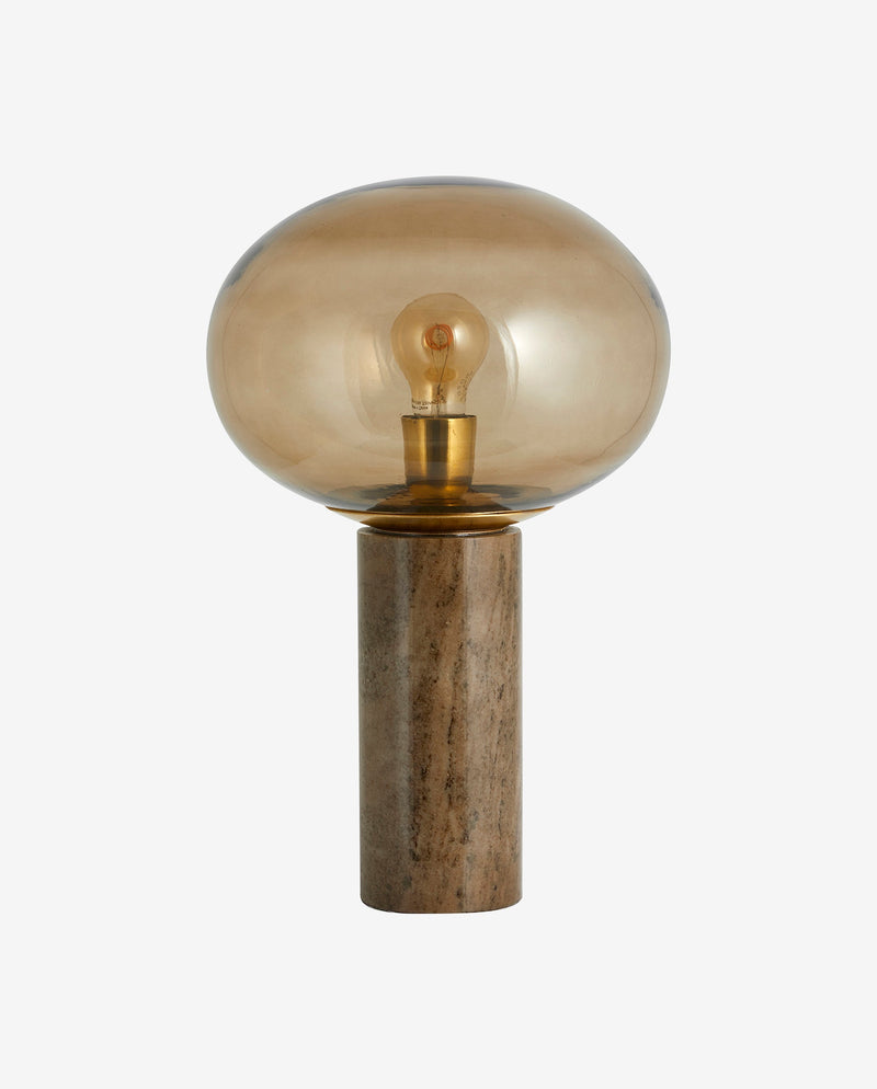 BES bordlampe i marmor med glas - h45 cm - Røgfarvet/brun