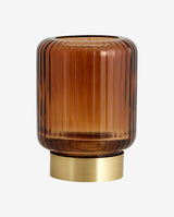 ELLA fyrfadsstage i glas - h11 cm - ravgul