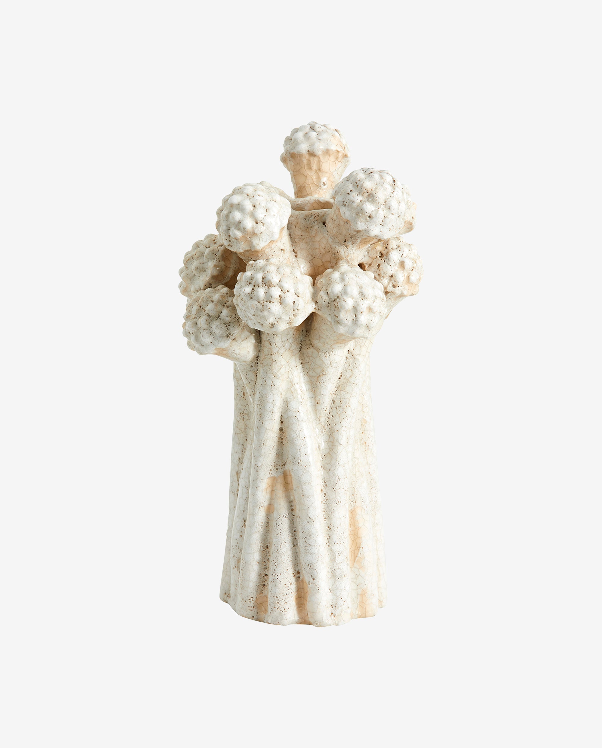 FUNGI lysestage i keramik - h20 cm - offwhite