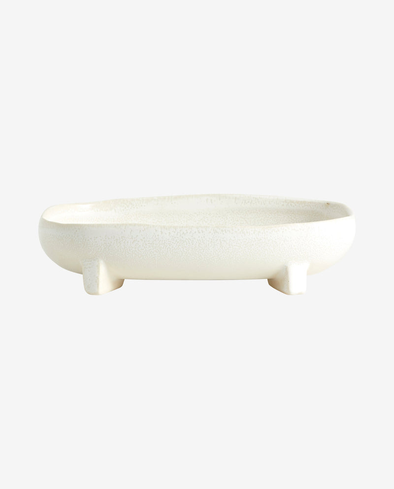 PEMBA fad i keramik - small - 23x13,5 cm - offwhite