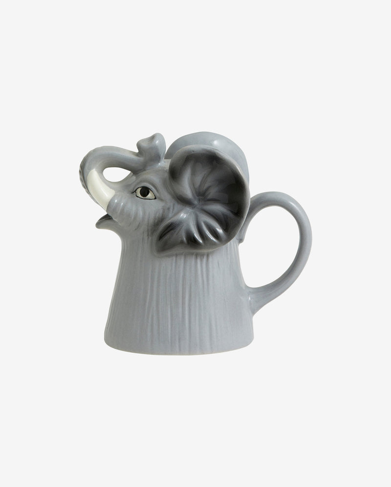 ANNATO flødekande i keramik m/elefant - h10 cm - grå