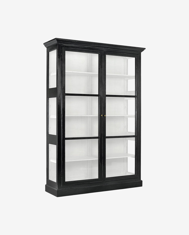 CLASSIC vitrineskab i træ - 212x142 - sort/hvid