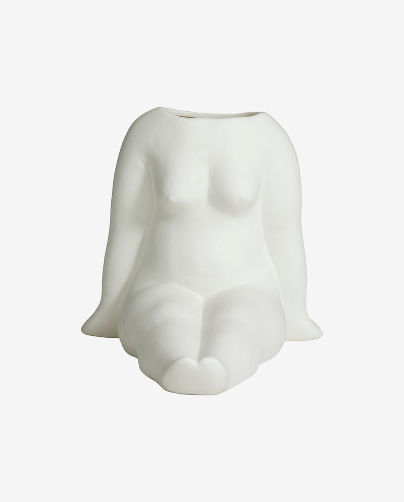AVAJI sitting full body - vase i keramik - h16 cm - hvid