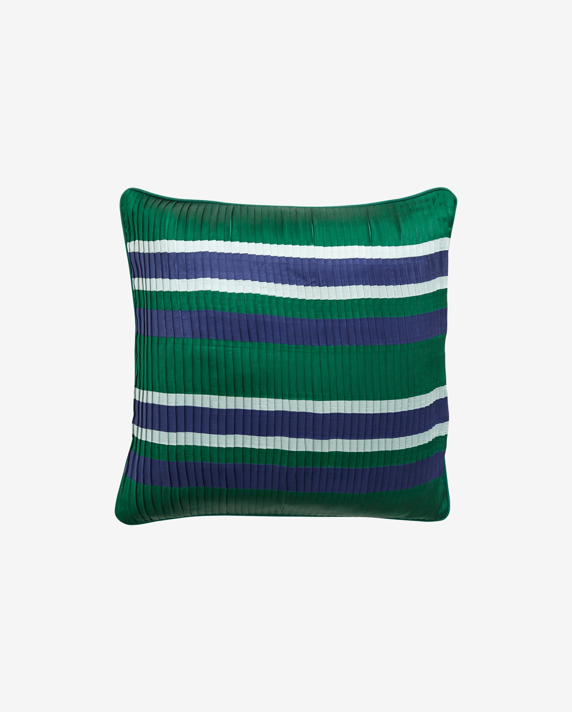 Plisseret pudebetræk - 50x50 - mørkegrøn/navy