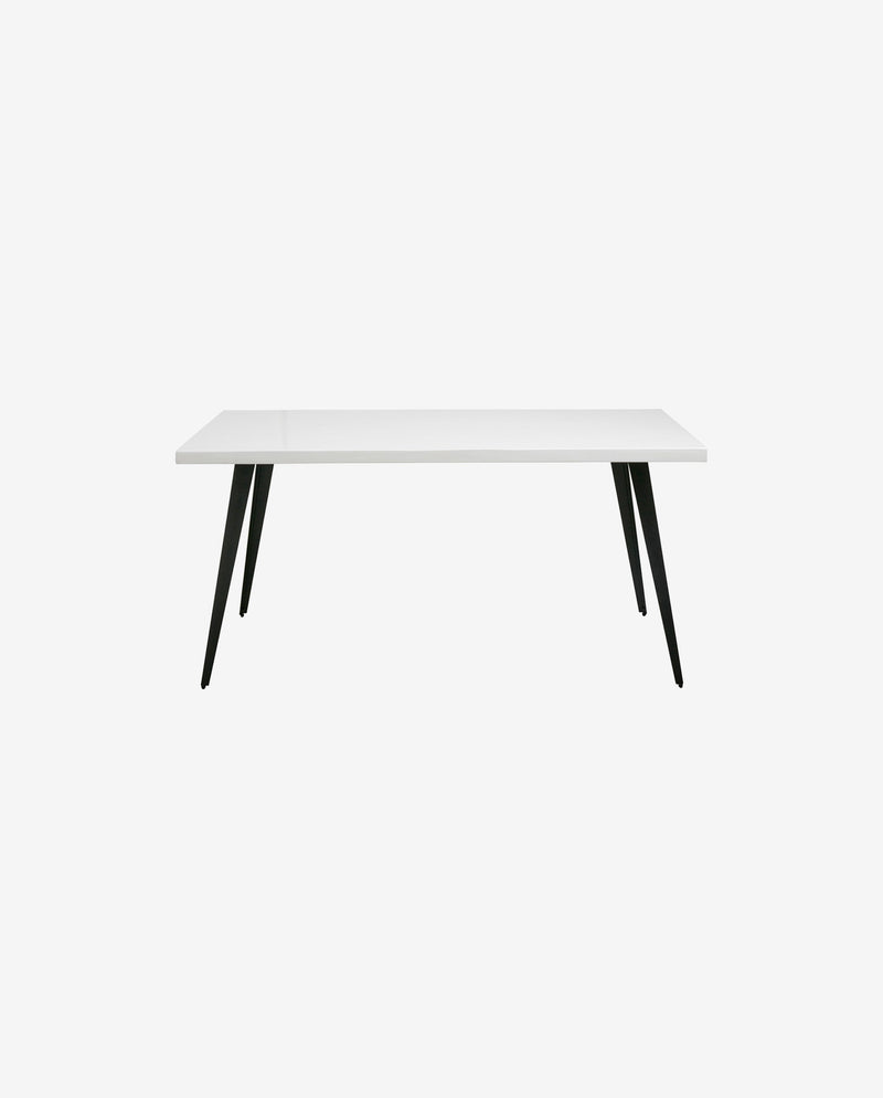 BLANCA spisebord i træ og jern - 160x100 - hvid højglans