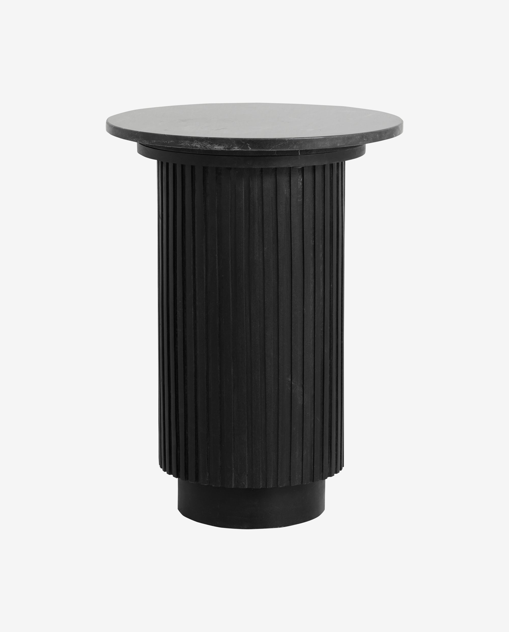 ERIE rundt sidebord i træ og marmor - ø40 cm - sort